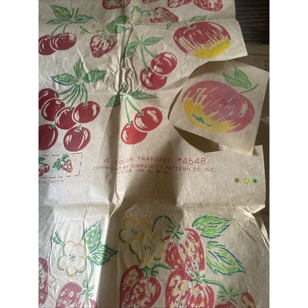 Vintage 1954 Simplicity 4548 Iron-on Transfer Decals - Fruit - Complete